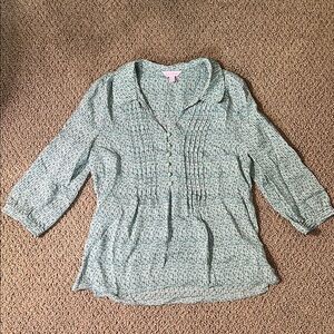 LILLY PULITZER Teal Silk Blouse